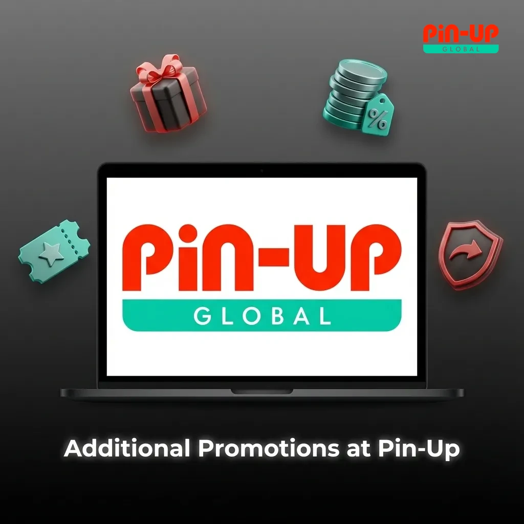 Pin-Up Casino promotions including weekly cashback, birthday gifts, and jackpot draws.