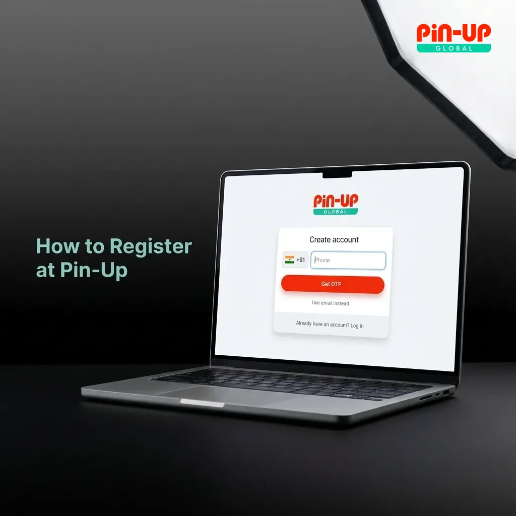 Pin-Up registration interface to create a new account via email or phone number.