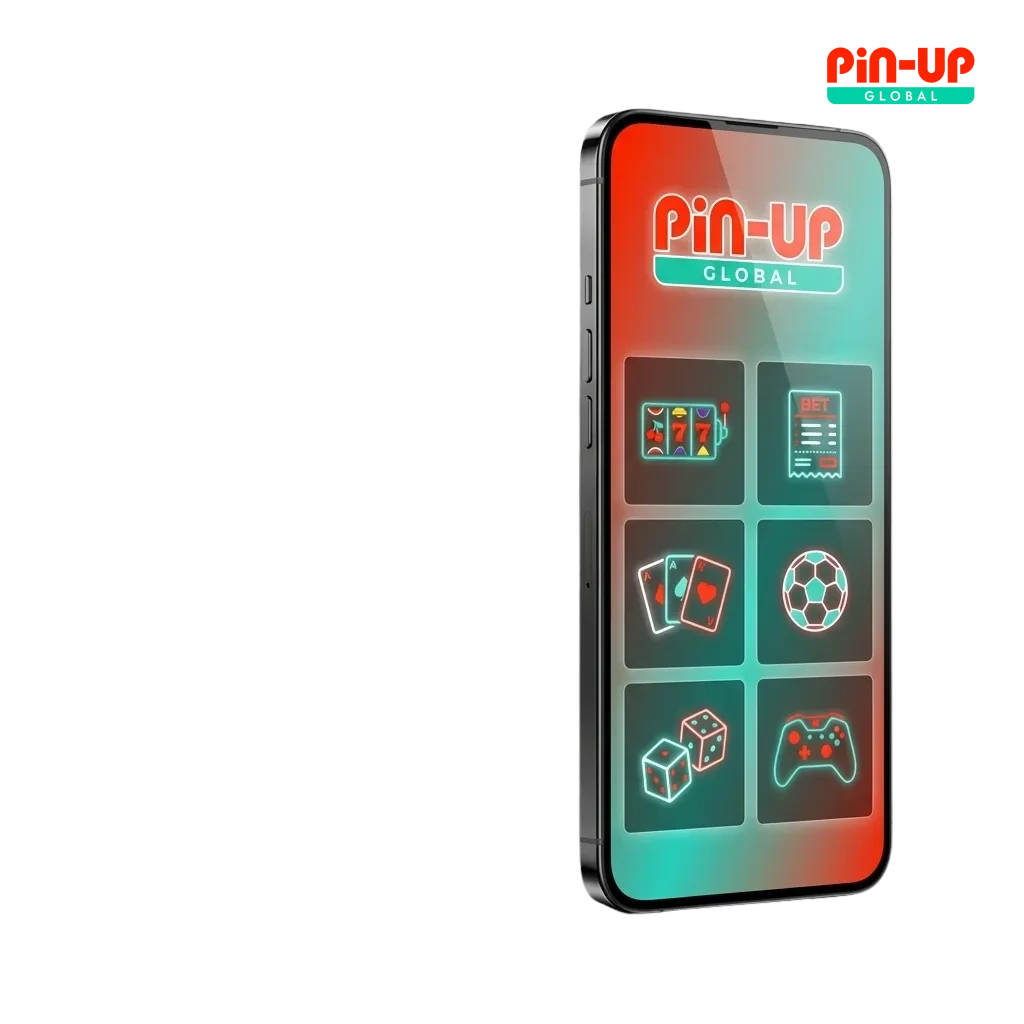 Pin-Up Android app interface for sports betting and casino games on a mobile device.