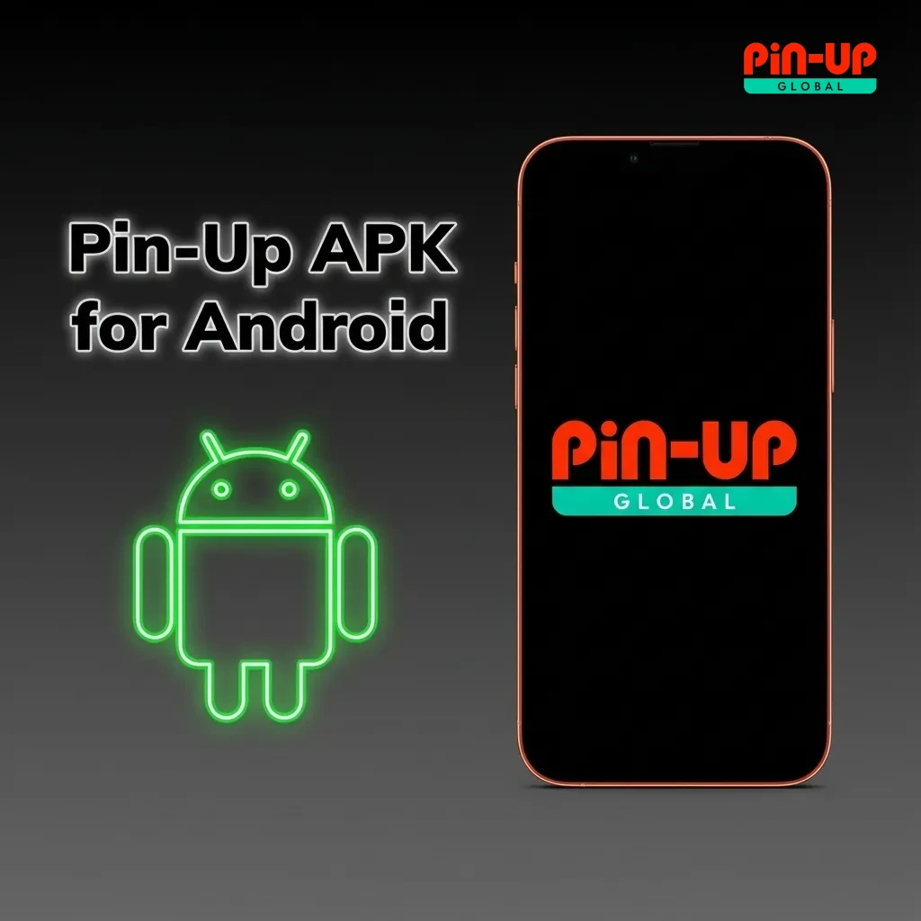Pin-Up APK download page for Android showing the installation button.
