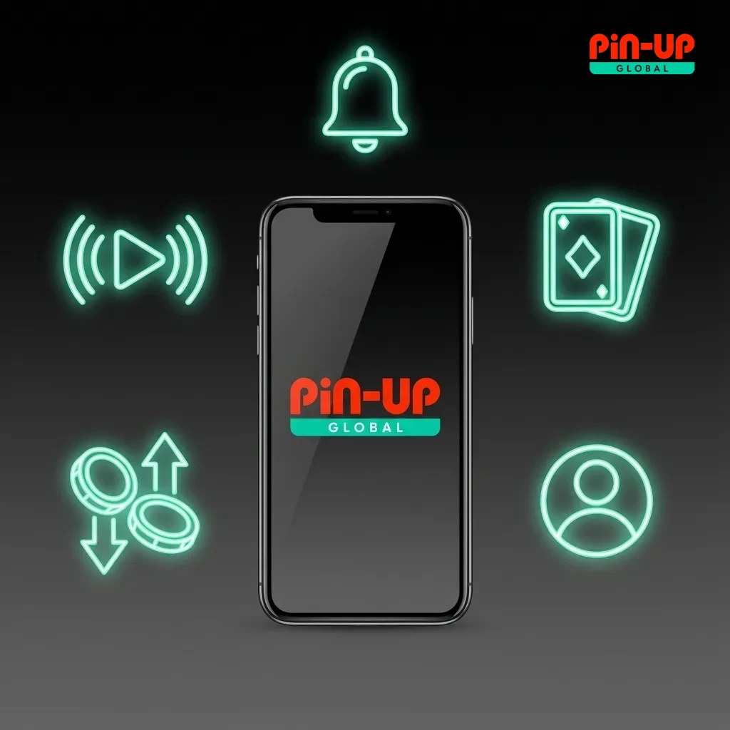 Pin-Up app interface displaying live betting, casino games, and secure payment options.