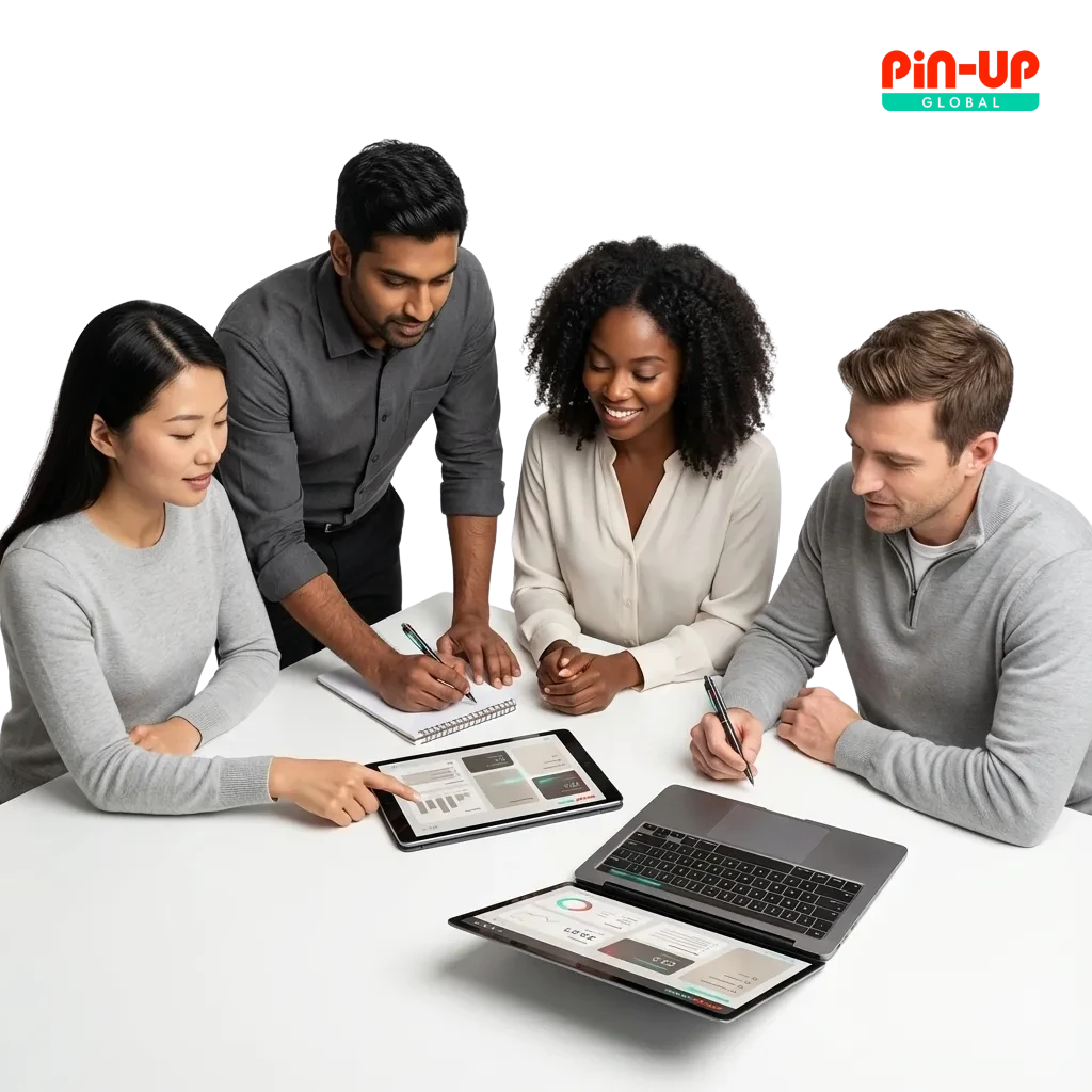 Pin-Up platform overview featuring sports betting, casino games, and welcome bonus details.