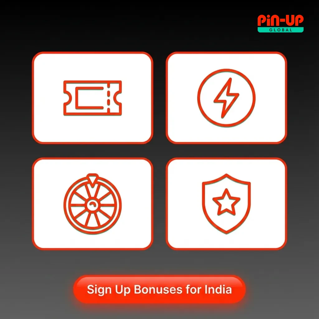 Pin-Up India sign up bonus offering 125% up to INR 25,000 for casino and sports betting.
