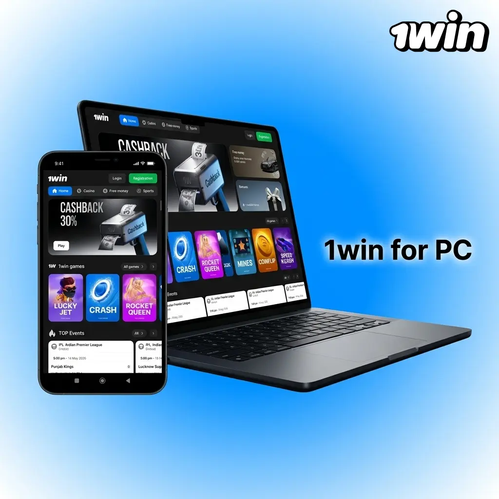 1win PC browser platform showing casino and sportsbook access on Windows and macOS without software installation