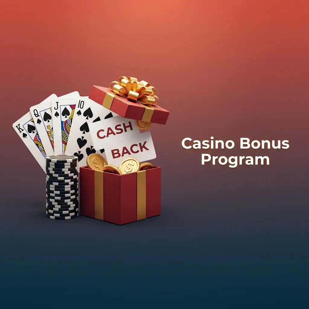 Casino bonus program table showing welcome free spins, cashback, tournaments, and reload offers across 16,000+ games