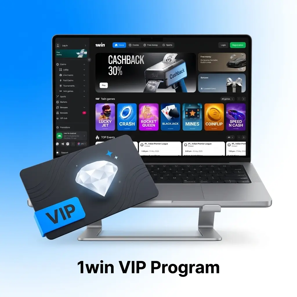 1win VIP Program tiers from Bronze to Diamond with perks like cashback, personal managers and exclusive bonuses