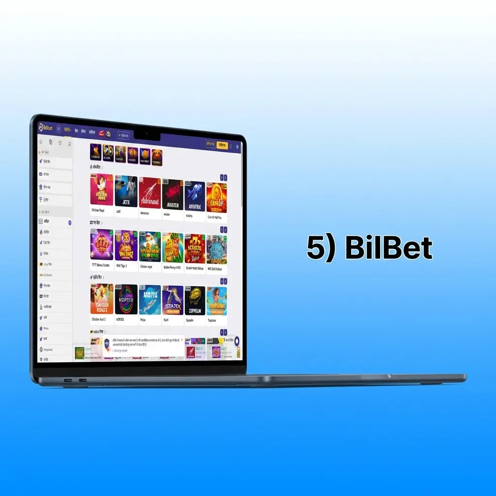 BilBet betting platform featuring UPI, PayTM, LaykaPay deposits, 500 INR min deposit, and live IPL cricket markets