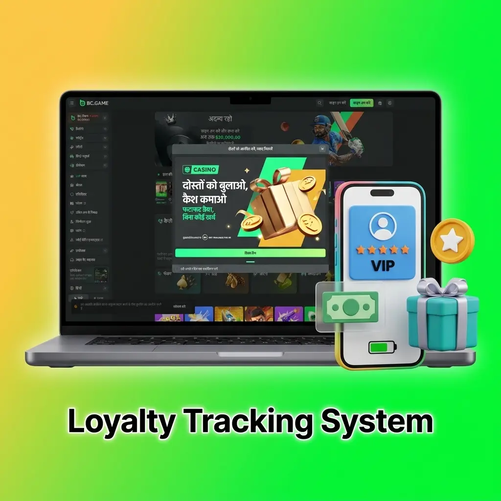 BC Game loyalty tracking system showing XP milestone progression, VIP level advancement, cashback rates, and rakeback percentages dashboard