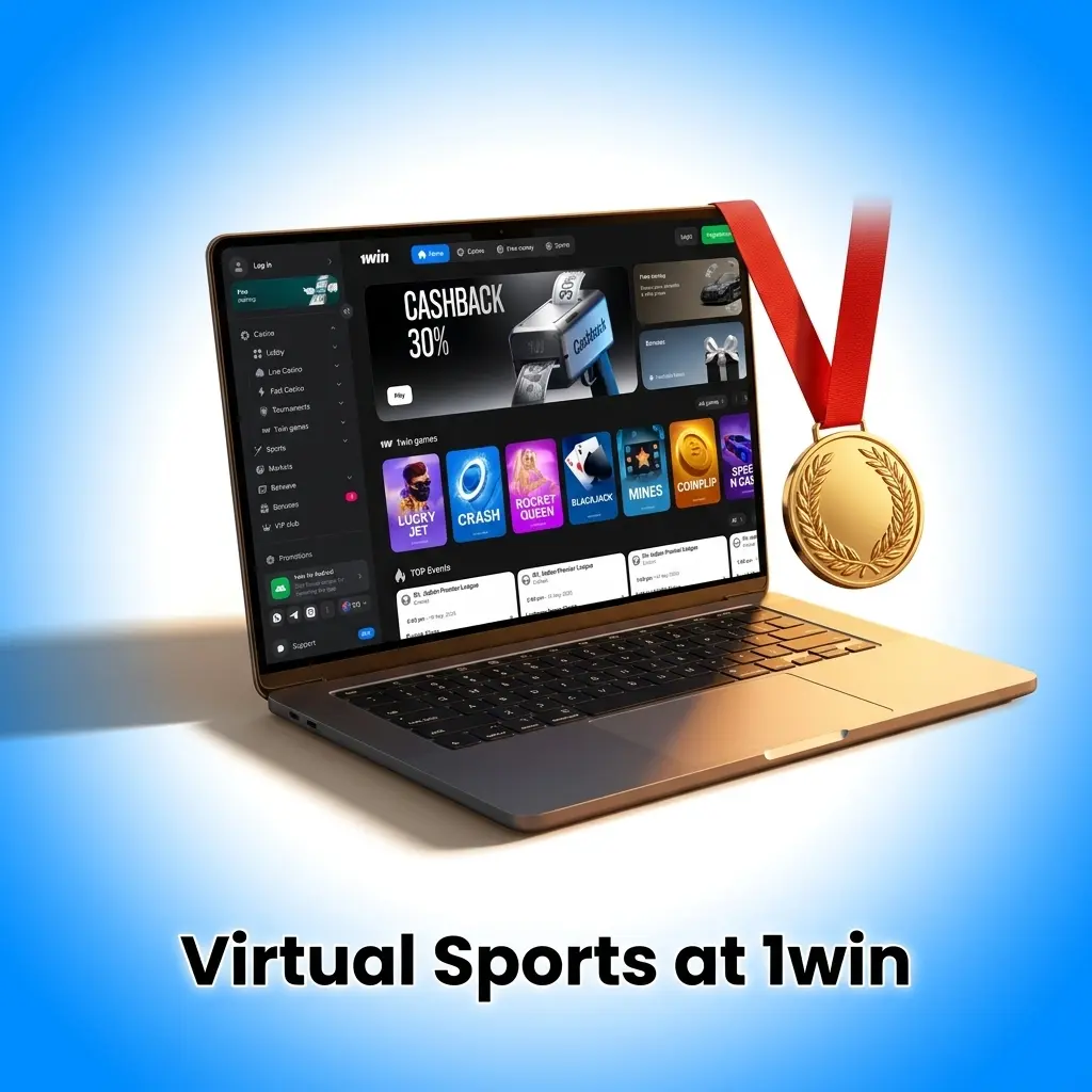 1win virtual sports lobby showing Football Basketball Tennis Horse Racing and other RNG-powered games available 24/7